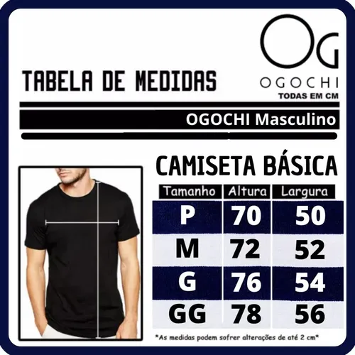 Camiseta Básica Ogochi Masculina Lisa Tecido Premium Oficial