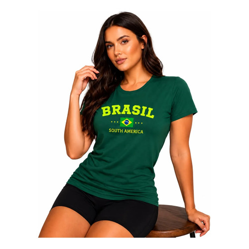 Camiseta brasil copa retro baby look blusa feminina t shirt 1