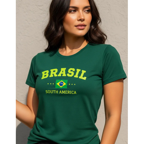 Camiseta Brasil Copa Retrô Baby Look Blusa Feminina T-shirt