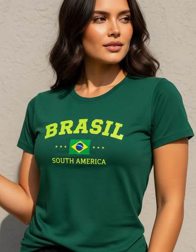 Camiseta Brasil Copa Retrô Baby Look Blusa Feminina T-shirt
