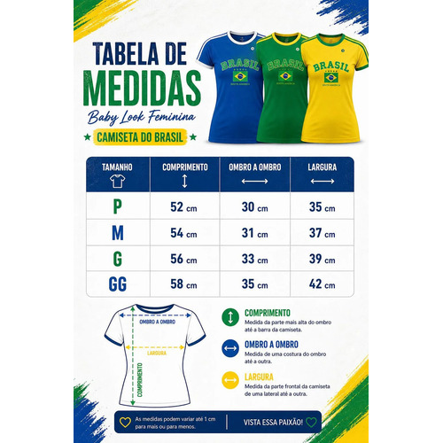 Camiseta Brasil Copa Retrô Baby Look Blusa Feminina T-shirt