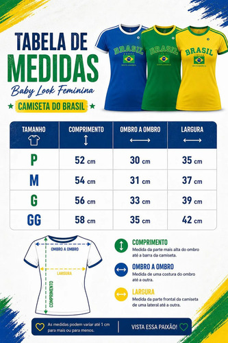 Camiseta Brasil Copa Retrô Baby Look Blusa Feminina T-shirt