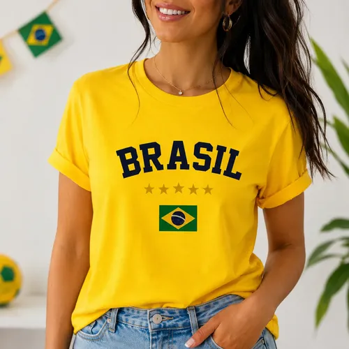 Camiseta brasil feminina hexa 100 algodao leve blusa camisa