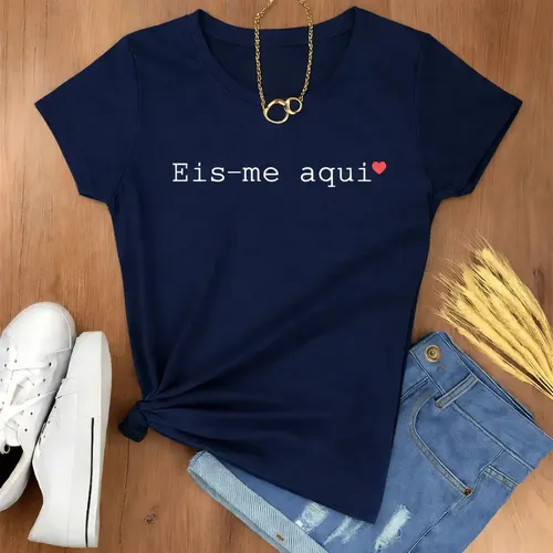 Camiseta eis me aqui moda evangelica t shirt feminina fe