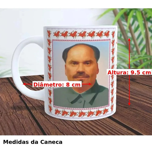 Caneca Meme Cariani Tsétung Meme Xina Maromba Porcelana 325m Branco