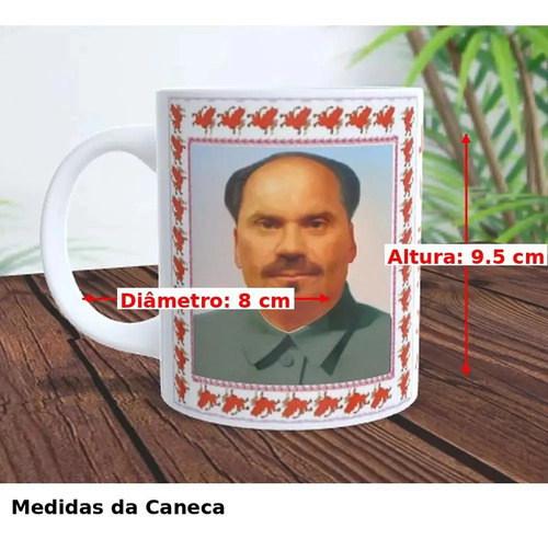 Caneca Meme Cariani Tsétung Meme Xina Maromba Porcelana 325m Branco