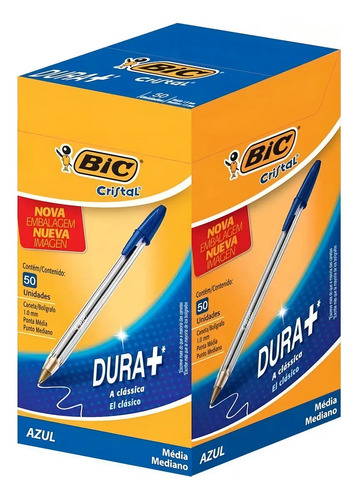 Caneta Esferográfica Bic Cristal Média 50 Unidades Cor da tinta Azul Cor do exterior Azul