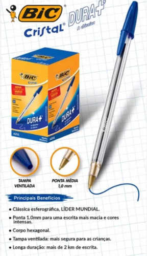 Caneta Esferográfica Bic Cristal Média 50 Unidades Cor da tinta Azul Cor do exterior Azul