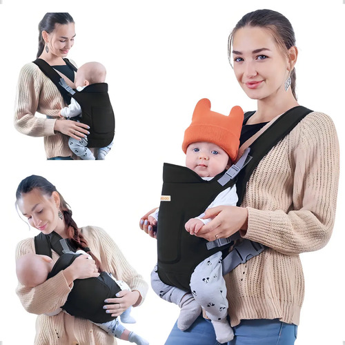 Canguru de Bebê Bolsa Carregador Para Passeio Infantil Menina Menino Aiebao Cor Preto