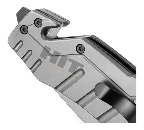 Canivete Tático Taue Semiautomático, Dobrável Com Lâmina de 10cm Inox e Quebra Vidros