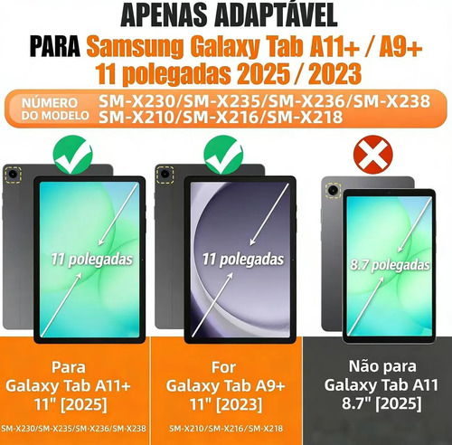 Capa Á Prova De Queda 3 Em 1 Para Galaxy Tab A11 +plus 11pol