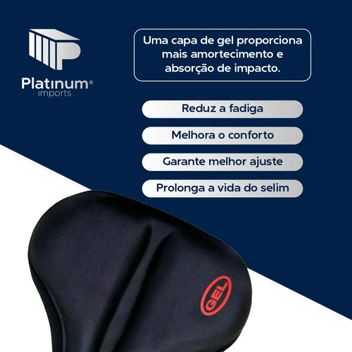Capa Banco Selim Larga Gel Macia Confortável Para Bicicleta Ergométrica Spinning Academia Mtb Speed Acessório Bike Ajustável Antiderrapante Resistente Amortecimento Impacto Conforto Vendas Express