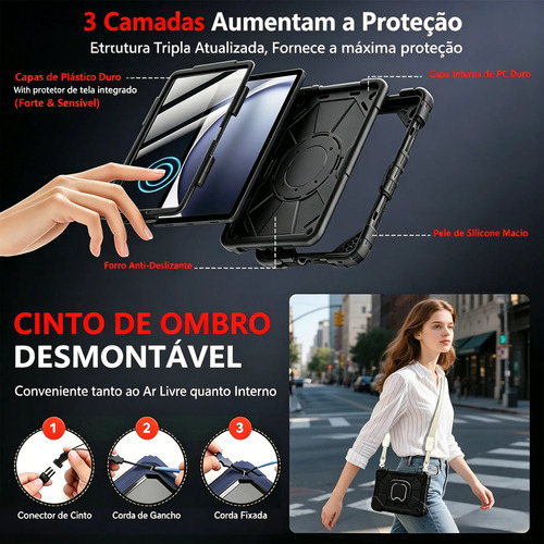 Capa Case Para Tablet Samsung Galaxy Tab A11+ Plus Preto