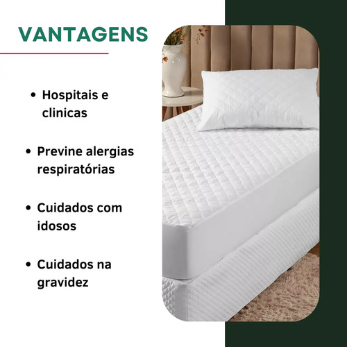 Capa Colchão Queen Padrão Impermeável Antialérgico Protetor Matelado Antiácaro Respirável Super Macio E Silencioso Branco