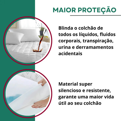 Capa Colchão Queen Padrão Impermeável Antialérgico Protetor Matelado Antiácaro Respirável Super Macio E Silencioso Branco