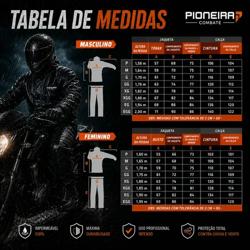 Capa De Chuva Moto Pioneira Impermeável Motoqueiro Pvc Preto
