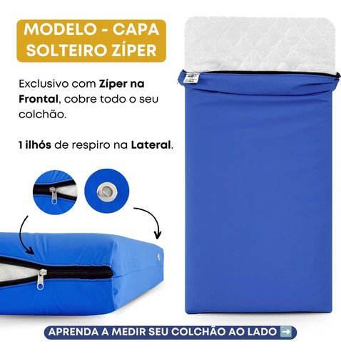 Capa De Colchão Impermeável Hospitalar Antialérgico Solteiro