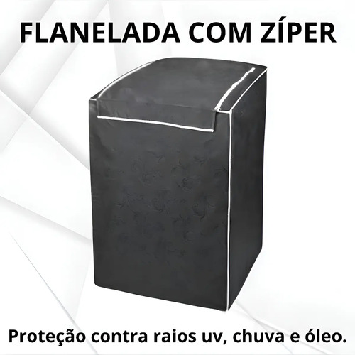 Capa Maquina De Lavar Eletrolux Brastemp 12kg 13kg 15kg 16kg Cor Preto Com Ziper G Caipira Vendas