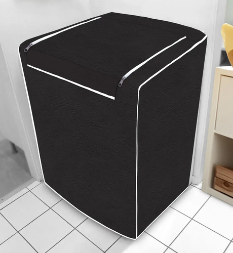 Capa Maquina De Lavar Eletrolux Brastemp Consul Mabe Panasonic 12kg 13kg 15kg 16kg Abertura Superior Com Ziper Cor Preta
