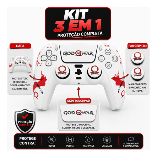 Capa Para Controle Ps5 + Par De Grip´s + Skin Para Touch Pad - Edição Limitada - Totalmente Compatível Com Controles Ps5