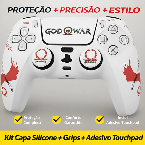 Capa Para Controle Ps5 + Par De Grip´s + Skin Para Touch Pad - Edição Limitada - Totalmente Compatível Com Controles Ps5