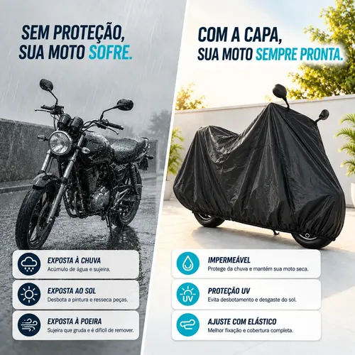 Capa Para Moto Impermeável Leve Proteção Uv Sol Chuva P M G