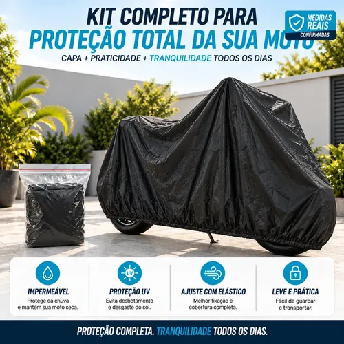 Capa Para Moto Impermeável Leve Proteção Uv Sol Chuva P M G