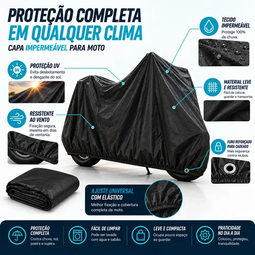 Capa Para Moto Impermeável Leve Proteção Uv Sol Chuva P M G