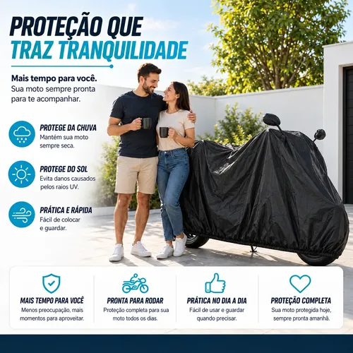 Capa Para Moto Impermeável Leve Proteção Uv Sol Chuva P M G