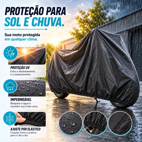Capa Para Moto Impermeável Leve Proteção Uv Sol Chuva P M G