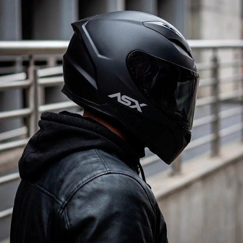 Capacete Fechado Asx City Solid Preto Fosco + Viseira Fumê Desenho Sólido Tamanho do capacete 58/M