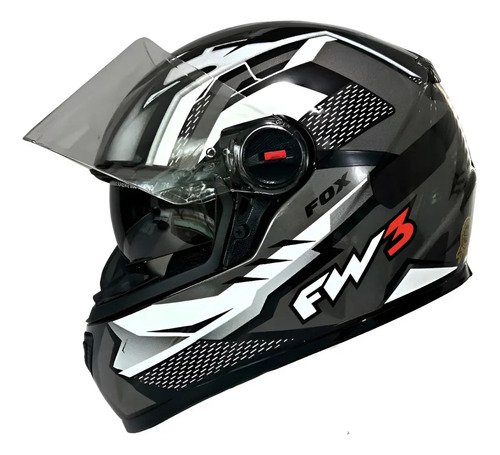 Capacete para moto fw3 gtx fox com viseira solar grafite bri
