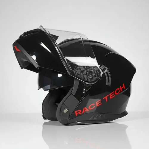 Capacete race tech signal articulado monocolor preto brilho