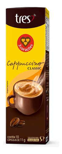 Capsulas de cappuccino classic tres coracoes 10 unid