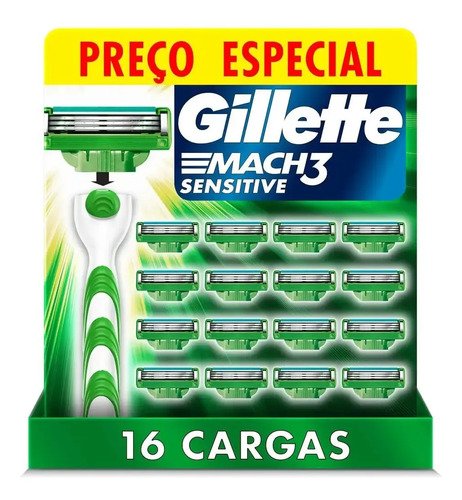 Carga para lamina de barbear gillette mach3 sensitive 16 und