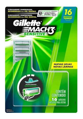 Carga Para Lâmina De Barbear Gillette Mach3 Sensitive 16 Und