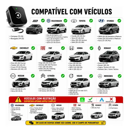 Carplay Adaptador Sem Fio Car Play Android Auto 2 Em 1 Usb