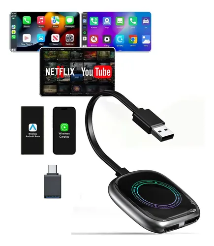 Carplay android auto sem fio youtube netflix videos 4x1 4gb