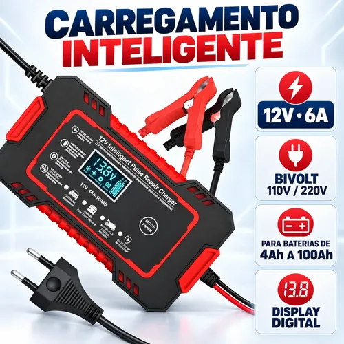 Carregador Bateria 12v Até 100 Amperes Carro Moto Caminhão