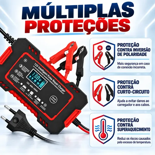 Carregador Bateria 12v Até 100 Amperes Carro Moto Caminhão
