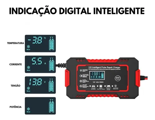 Carregador Bateria 12v Até 100 Amperes Carro Moto Caminhão