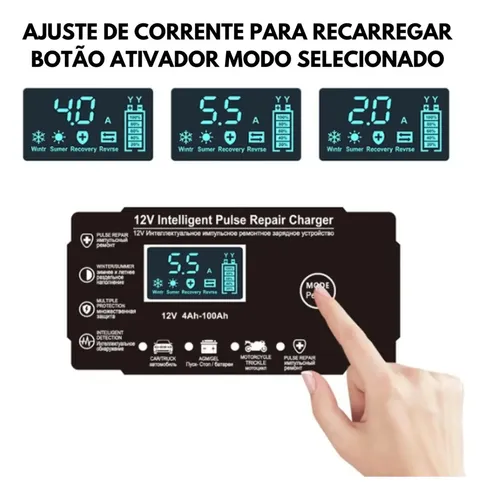 Carregador Bateria 12v Até 100 Amperes Carro Moto Caminhão