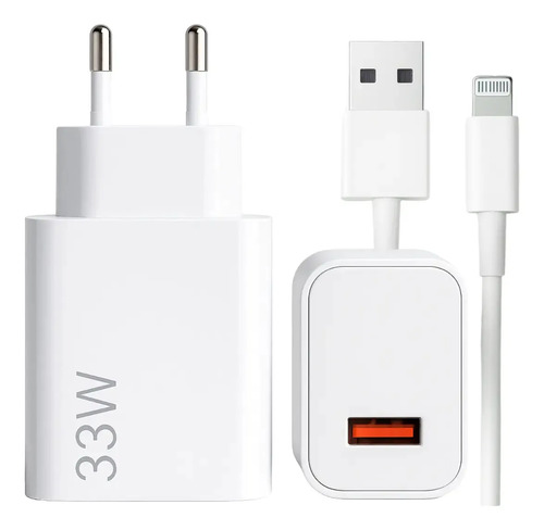Carregador de parede turbo 33w usb a para iphone com cabo