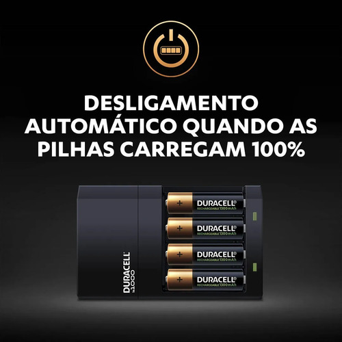 Carregador De Pilhas Recarregáveis Duracell Aa/aaa Com 4 Aa
