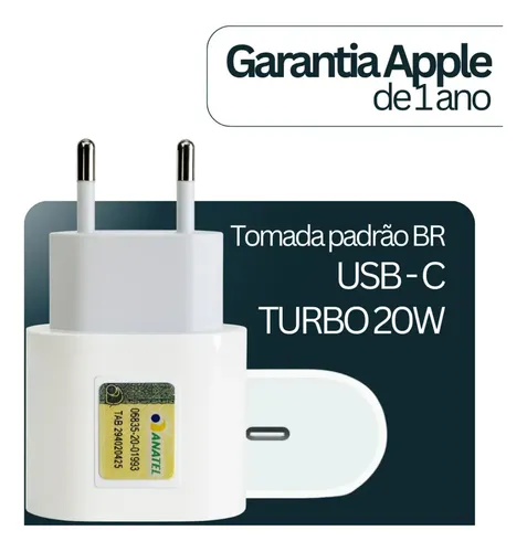 Carregador Fonte Apple Ipad Iphone Turbo Original Usb-c 20w