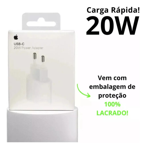 Carregador Fonte Iphone Original 20w Apple Tipo C Turbo