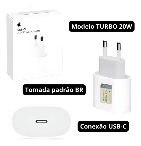 Carregador Fonte Iphone Original 20w Apple Tipo C Turbo