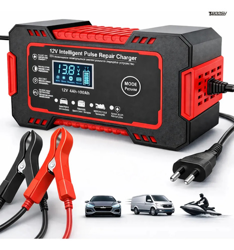 Carregador inteligente de bateria automotiva 12v 6a bivolt r