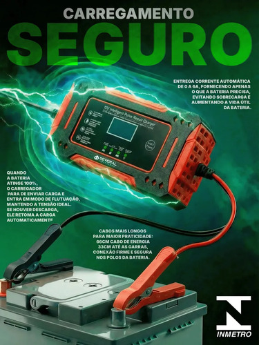 Carregador Inteligente De Bateria Automotiva Several Importados 12v Portátil Rápido Para Carro Moto E Veículos Several