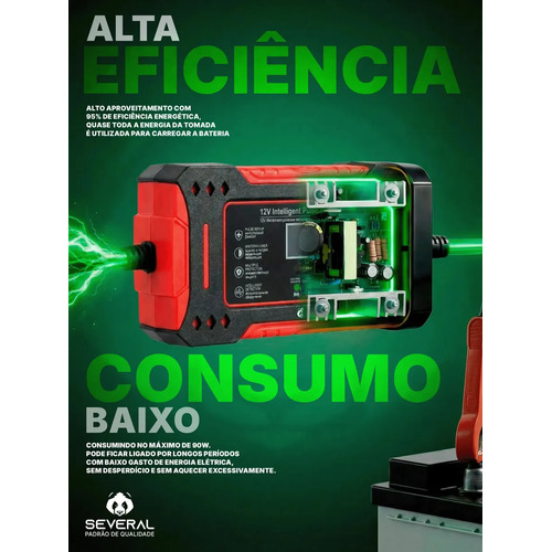 Carregador Inteligente De Bateria Automotiva Several Importados 12v Portátil Rápido Para Carro Moto E Veículos Several